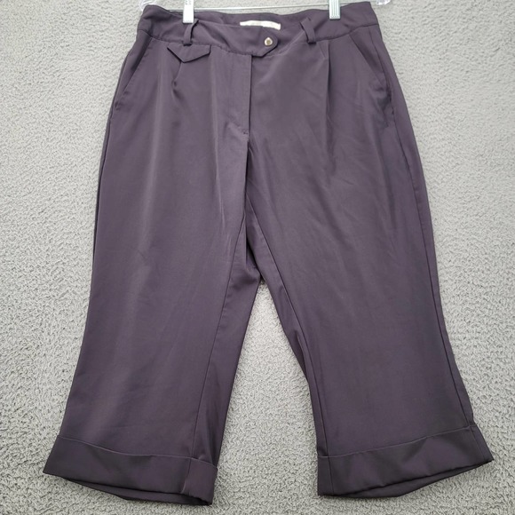 Nike Golf Pants Womens 10 Medium Purple‎ Dri-Fit UV Capri Cuffed Swoosh Logo - Picture 1 of 16
